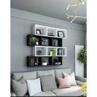 Dekormer Design 12 Bölmeli 12 Raflı Suntalam 104 cm Siyah Beyaz Takım Kitaplık