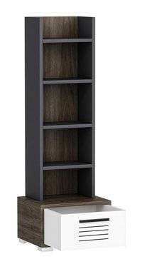 Demonte Decor 6 Bölmeli Çekmeceli 4 Raflı Suntalam 140 cm Antrasit Kitaplık