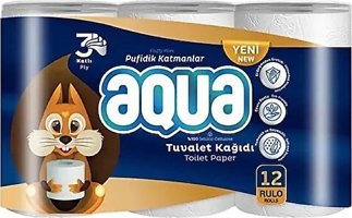 Aqua 3 Katlı 12'li Rulo Tuvalet Kağıdı