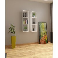 Dekormer Design 6 Bölmeli 2 Raflı Suntalam 90 cm İkili Takım Beyaz Kitaplık