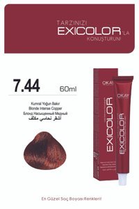 Exicolor 7.44 Yoğun Kumral Bakır Krem Saç Boyası 2x60 ml