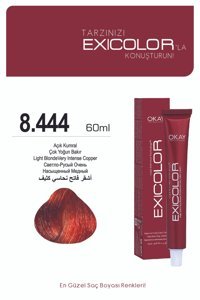 Exicolor 8.444 Açık Kumral Ekstra Bakır Krem Saç Boyası 2x60 ml
