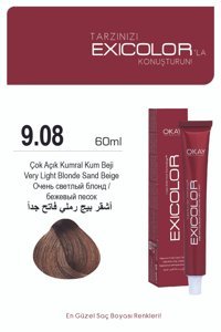 Exicolor 9.08 Çok Açık Kumral Kum Beji Krem Saç Boyası 2x60 ml