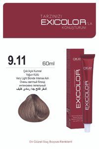 Exicolor 9.11 Çok Açık Kumral Yoğun Küllü Krem Saç Boyası 2x60 ml
