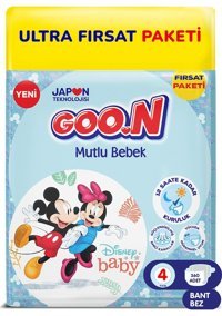 Goo.n Mutlu Bebek 4 Numara Cırtlı Bebek Bezi 360 Adet
