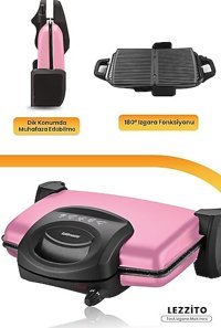 Goldmaster Lezzito 6 Dilim Granit Çıkarılabilir Plaka 1750 W Izgara Pembe Tost Makinesi