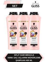 Gliss Split Hair Miracle Onarıcı Tüm Saçlar İçin Sade Standart Unisex Şampuanı 3x400 ml