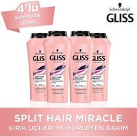 Gliss Split Hair Miracle Onarıcı Tüm Saçlar İçin Sade Standart Unisex Şampuanı 4x500 ml