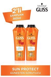 Gliss Sun Protect Onarıcı Tüm Saçlar İçin Sade Standart Unisex Şampuanı 2x360 ml