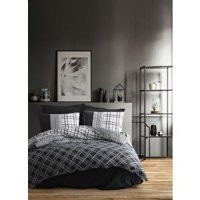 Cotton Box Masculine Carlos Pamuk Dört Mevsim 200 x 220 cm Desenli Çift Kişilik Nevresim Takımı Siyah