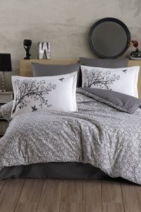 Hobby Arianna Pamuk Dört Mevsim 200 x 220 cm Desenli Çift Kişilik Nevresim Takımı Gri
