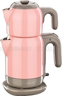 Korkmaz A369 02 Demtez Otomatik Çelik Demlikli 1600 W Çelik Gövdeli Pembe Çay Makinesi