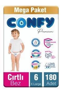 Confy Premium 6 Numara Cırtlı Bebek Bezi 180 Adet