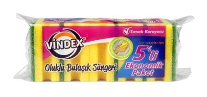 Vindex Oluklu 5'li Bulaşık Süngeri