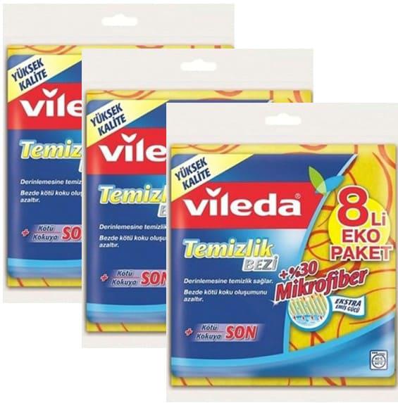 Vileda 3x8'li Mikrofiber Temizlik Bezi