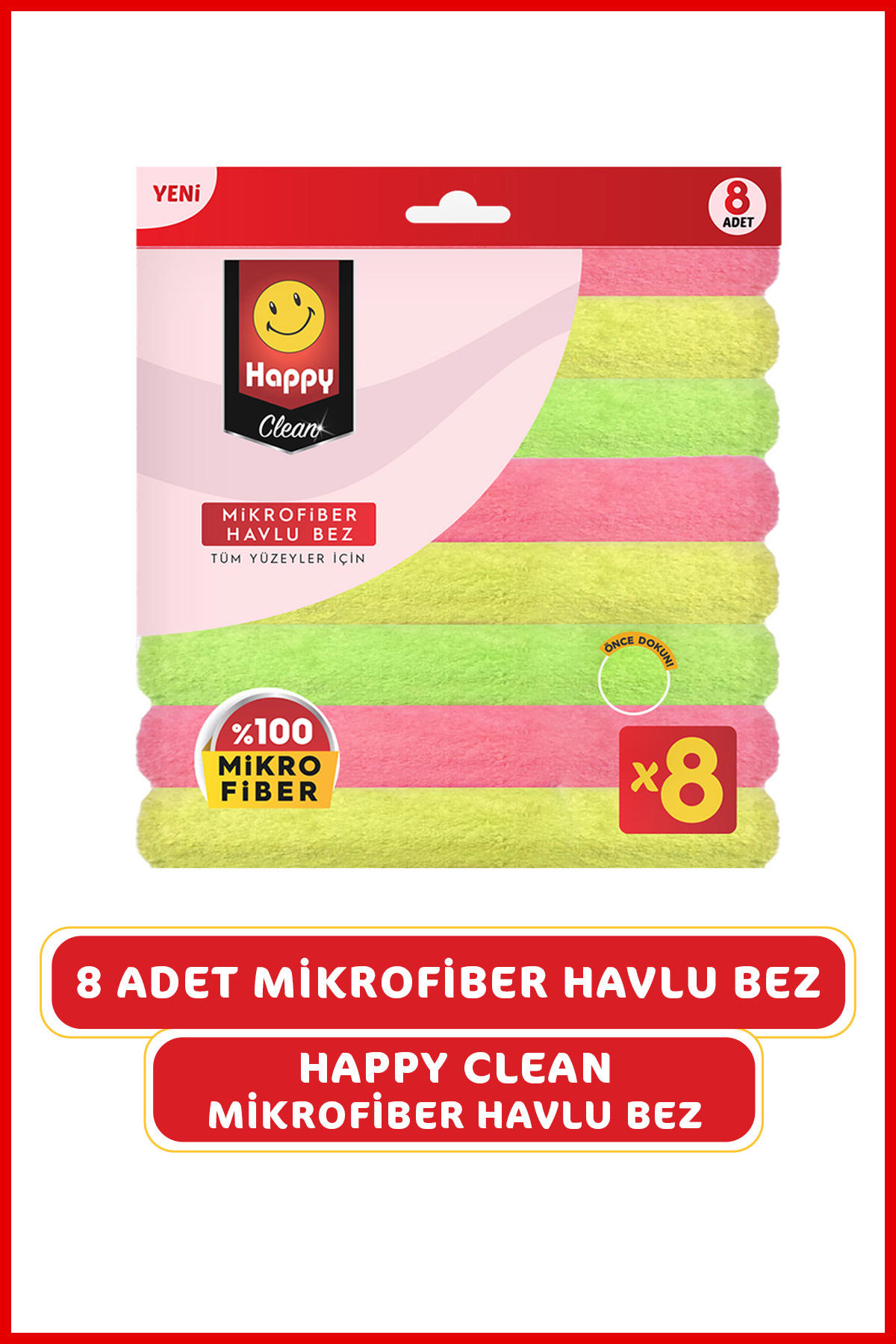 Happy Clean 8'li Mikrofiber Temizlik Bezi