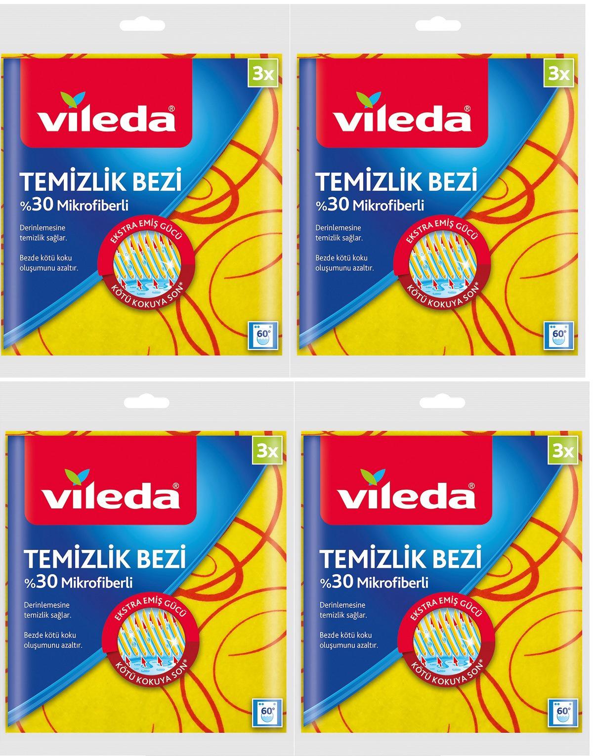 Vileda Mutfak 4x3'lü Mikrofiber Temizlik Bezi