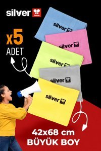 Silver Home Dekoratif Cam Büyük Boy 5x1'li Mikrofiber Temizlik Bezi