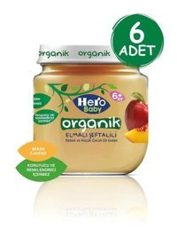 Hero Baby Tahılsız Glutensiz Organik Elmalı Şeftali Kavanoz Maması 6x120 gr