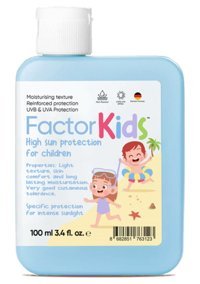 Factor Kids 50 Faktör Tüm Ciltler İçin Suya Dayanıklı Parabensiz Bebek Yüz ve Vücut Güneş Kremi 100 ml