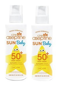 Cire Aseptine Sun Baby 50 Faktör Hassas Ciltler İçin Suya Dayanıklı Parabensiz Bebek Yüz ve Vücut Güneş Losyonu 200 ml