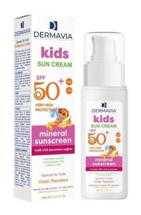 Dermavia 50 Faktör Tüm Ciltler İçin Yağsız Suya Dayanıklı Parfümsüz Parabensiz Bebek Yüz ve Vücut Güneş Kremi 100 ml