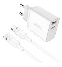 Zore ZR-X2 Universal Type-C Kablolu 22 W Hızlı Şarj Aleti Beyaz