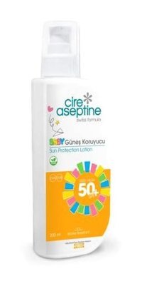 Cire Aseptine 50 Faktör Hassas Ciltler İçin Suya Dayanıklı Bebek Yüz ve Vücut Güneş Losyonu 200 ml