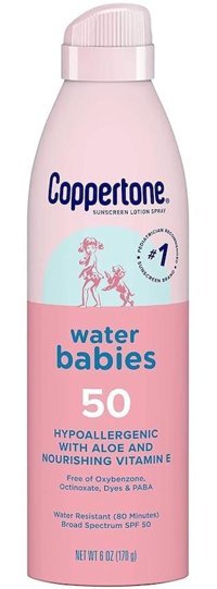 Coppertone Water Babies 50 Faktör Hassas Ciltler İçin Suya Dayanıklı Bebek Yüz ve Vücut Güneş Kremi 170 ml