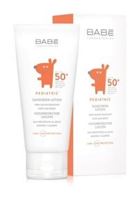 Babe Laboratorios Pediatrik 50 Faktör Hassas Ciltler İçin Yağsız Suya Dayanıklı Parfümsüz Bebek Yüz ve Vücut Güneş Losyonu 100 ml