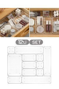 Meleni Home 12 Parça Tek Katlı Makyaj Organizeri Beyaz