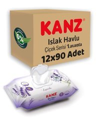 Kanz Lavanta 90 Yaprak 12'li Paket Islak Mendil