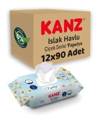 Kanz Papatya 90 Yaprak 12'li Paket Islak Mendil