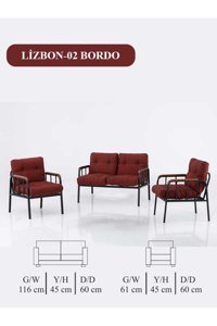 Hira Lizbon Metal 4'lü Bahçe Koltuğu Siyah