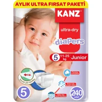 Kanz Ultra-Dry Diapers 5 Numara Cırtlı Bebek Bezi 240 Adet
