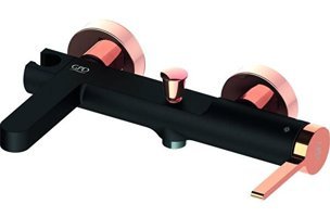Gpd Mbb165-S-R Krom Çift Delikli Aç Kapa Yarı Ankastre Kare Banyo Bataryası Siyah-Rose Gold