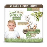Baby Turco Doğadan 7 Numara Organik Bantlı Bebek Bezi 2x160 Adet