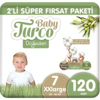 Baby Turco Doğadan 7 Numara Organik Cırtlı Bebek Bezi 120 Adet