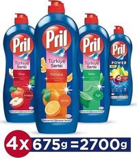 Pril Elma - Portakal Kokulu El Bulaşık Deterjanı 4x675 ml