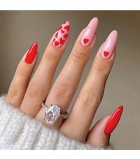 Tips Art Parlak 24'lü Oval Kırmızı - Pembe Takma Tırnak
