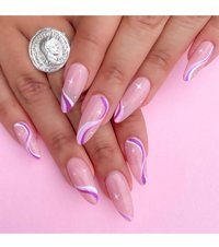 Tips Art Parlak 24'lü Oval Lila - Mor - Pembe Takma Tırnak