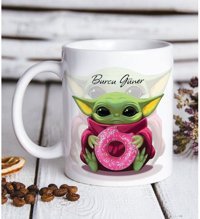 Nubilum Bebek Yoda Baskılı Hediyelik Beyaz Seramik Kupa