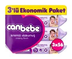 Canbebe Kremsi Dokunuş 56 Yaprak 3'lü Paket Islak Mendil