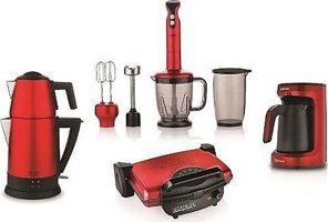 Schafer Elektro Mega 4'lü Elektronik Çeyiz Seti Kırmızı