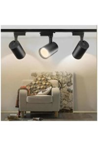 Zmr Metal 3'lü Başlık Silindir Sıva Üstü Led Ray Spot Siyah
