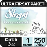 Sleepy Bio Natural 1 Numara Cırtlı Bebek Bezi 250 Adet