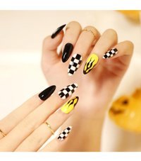 Tips Art Parlak 24'lü Oval Beyaz - Sarı - Siyah Takma Tırnak