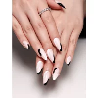 Tips Art Parlak 24'lü Oval Beyaz - Siyah Takma Tırnak