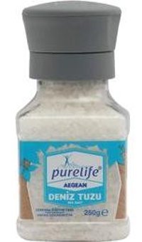 Pure Life Aegean İyotlu Kristal Deniz Tuzu Değirmen 250 gr + Kristal Deniz Tuzu 500 gr