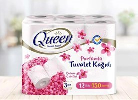 Queen 3 Katlı Kokulu Renkli 12'li Rulo Tuvalet Kağıdı